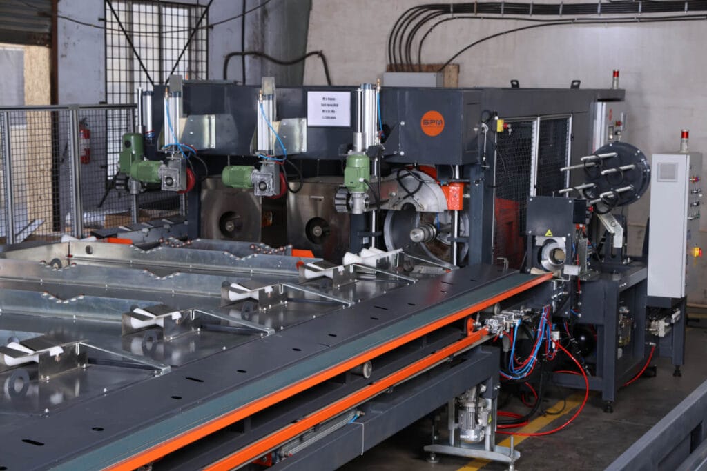 High-speed pipe extrusion line with an advanced pipe cutting machine, ensuring efficient production in India.