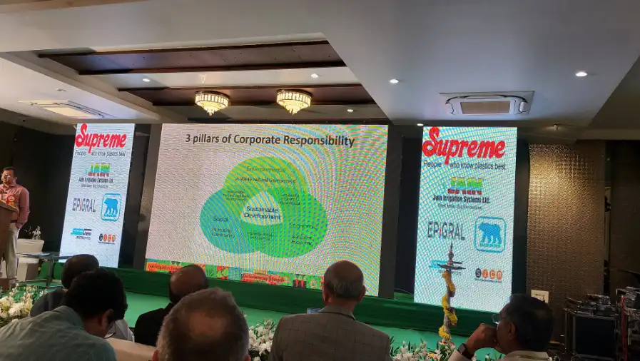 Conference on corporate responsibility pillars presentation.