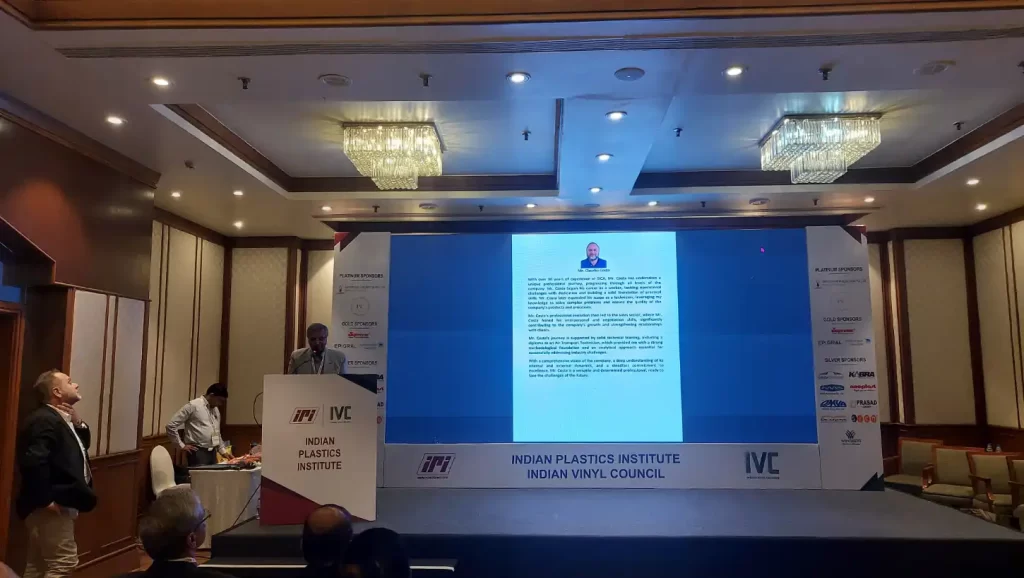 Speaker at Indian Plastics Institute conference presentation.