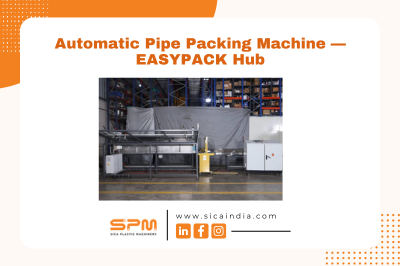 Automatic pipe packing machine in warehouse facility