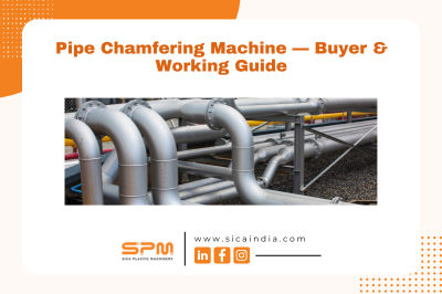 Industrial pipes with pipe chamfering machine guide banner