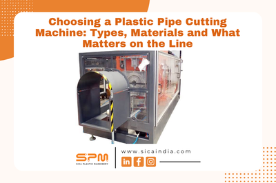 Industrial plastic pipe cutting machine with safety enclosure
