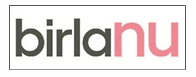 BirlaNU logo with gray and pink lettering