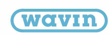 Blue Wavin logo inside rounded rectangular outline